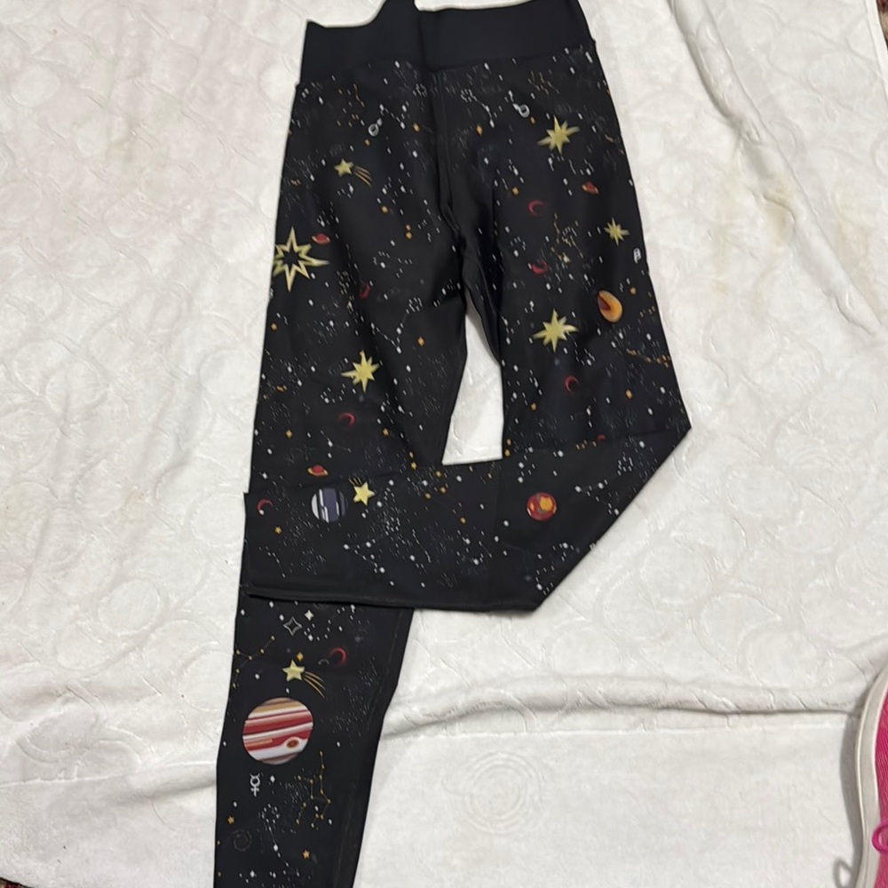 Ultracor Black Celestial Leggings with Cosmic Design